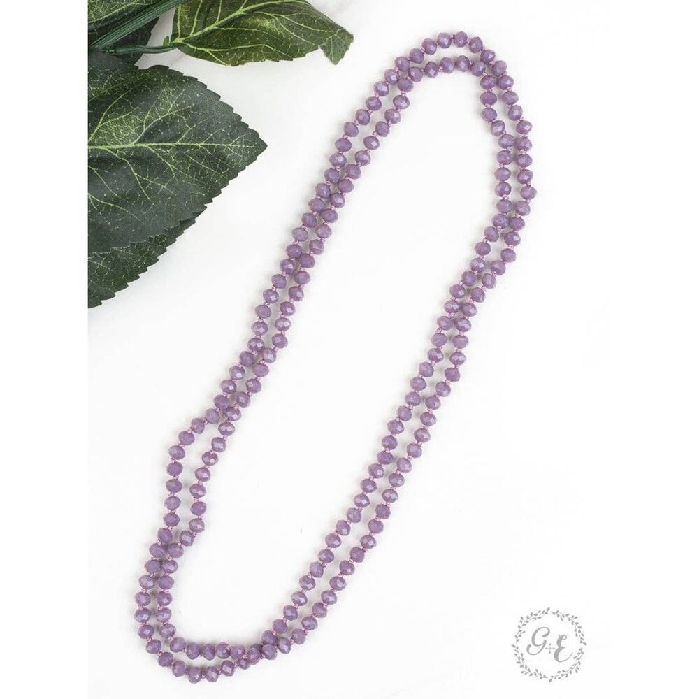 The Essential 60" Double Wrap Beaded Necklace Iridescent Light Purple 8MM